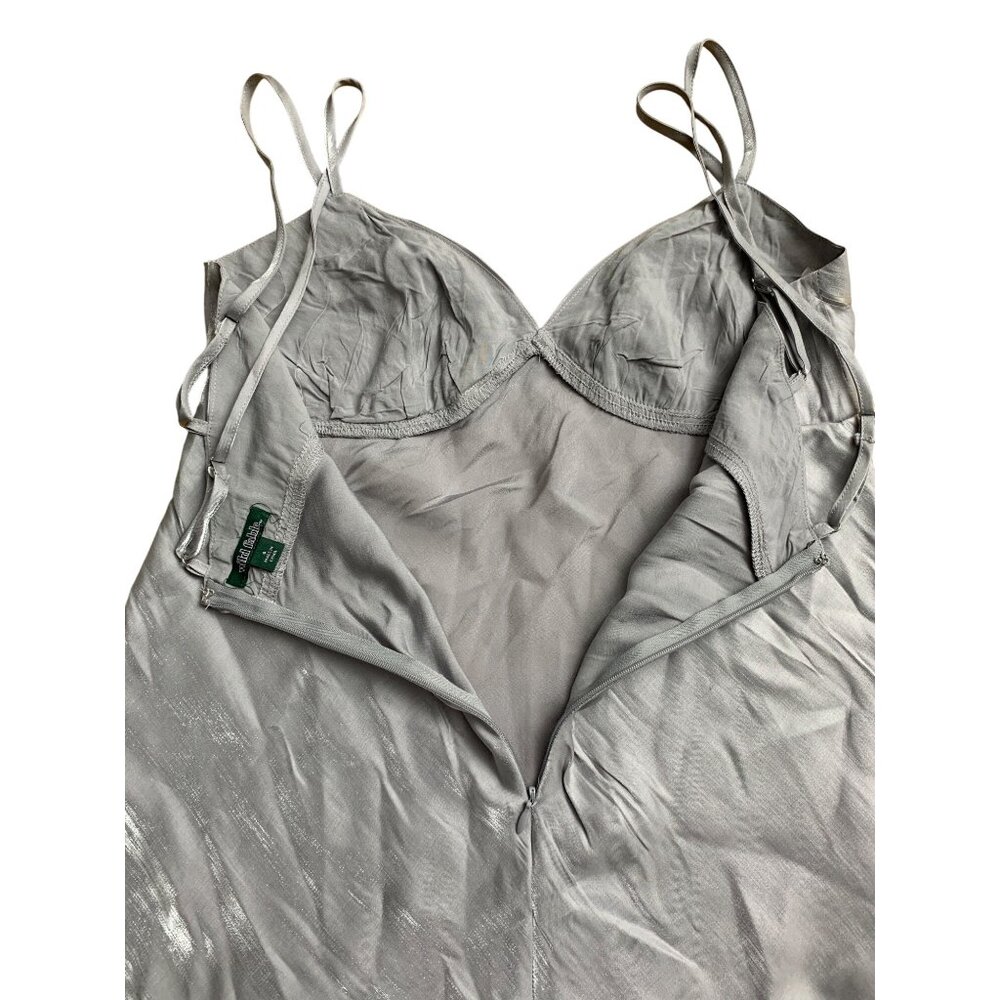 Wild Fable Gray Iridescent Satin Maxi Dress Adjustable Spaghetti Strap Small - Picture 10 of 12